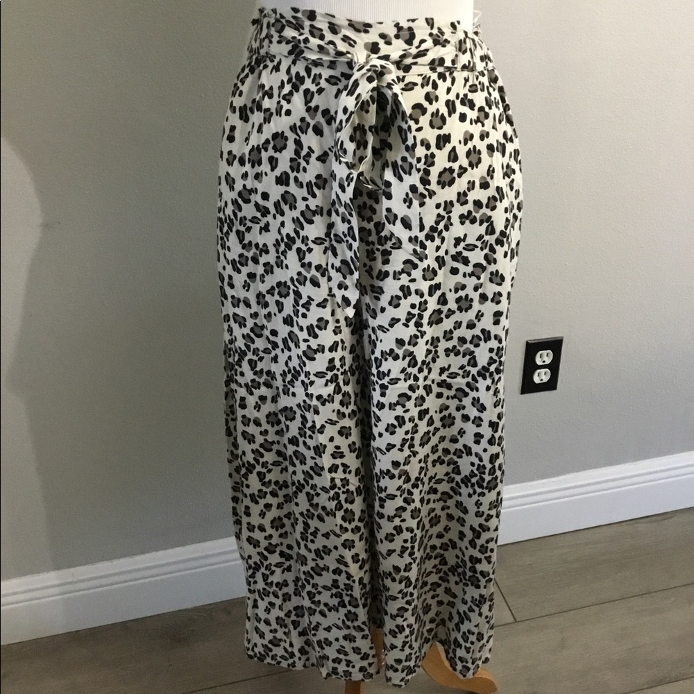 Blue Island animal print wide leg cropped pants S - Picture 1 of 4